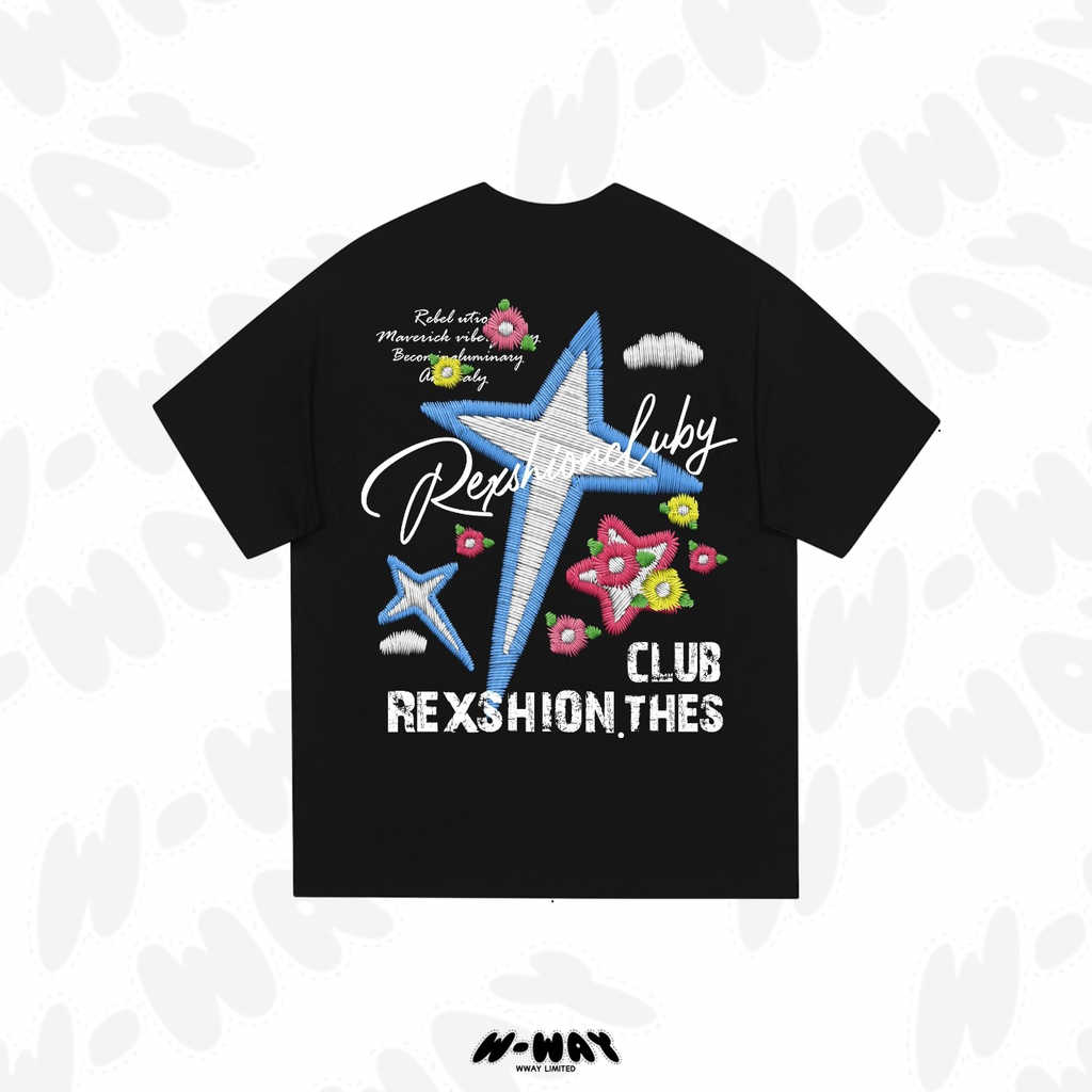 REXSHION 复古美式高街背面仿刺绣十字星